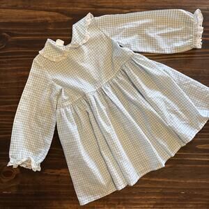 Vintage Mini World Blue Check Dress 4 Cottage Core